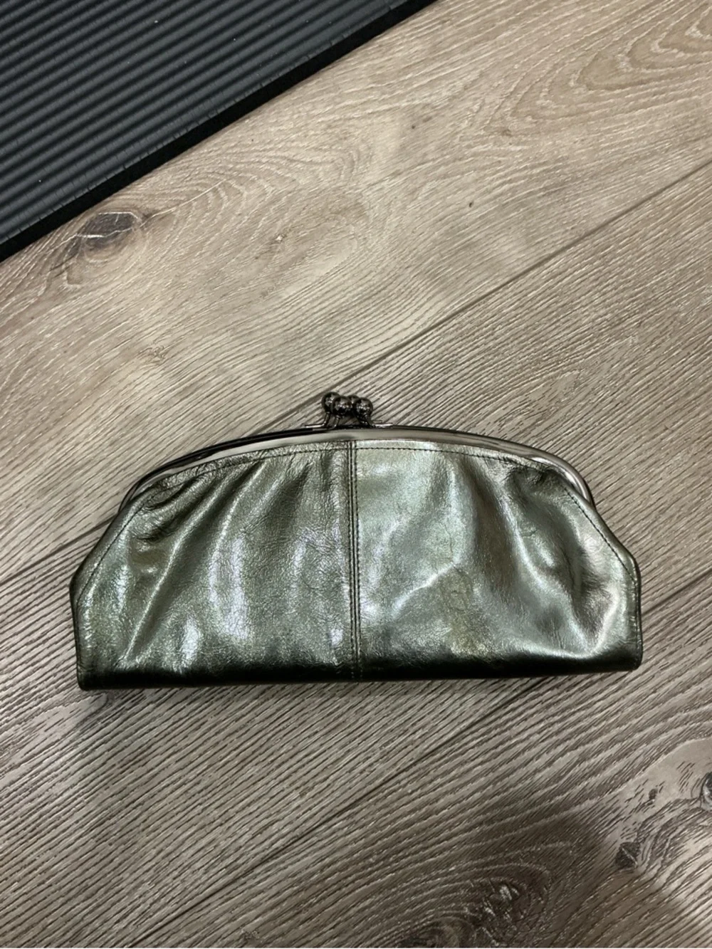 Nordstrom Green Sage Metallic Frame Clutch Bag
